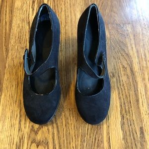 Aerosoles Black Suede Mary Jane Heels